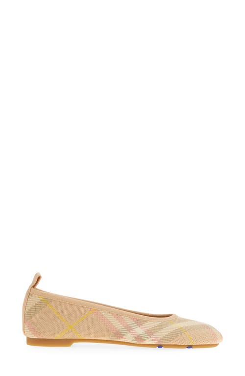 Shop Burberry Baby Check Knit Ballerina Flat In Teacup Ip Check