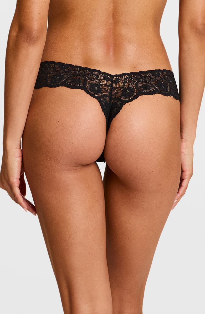 Commando 'Tulip' Lace Thong, Alternate, color, Black