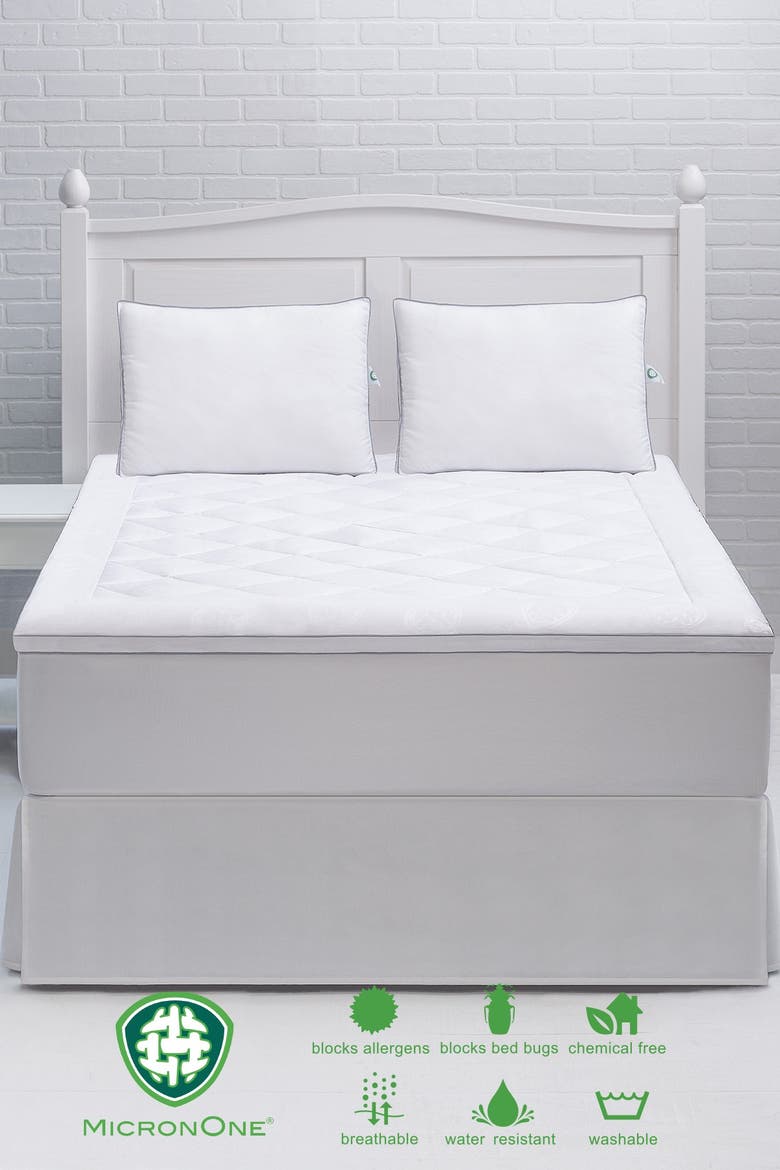Premium MicronOne Cal King Allergen Barrier Memorry Fiber Mattress Pad, Alternate, color, WHITE