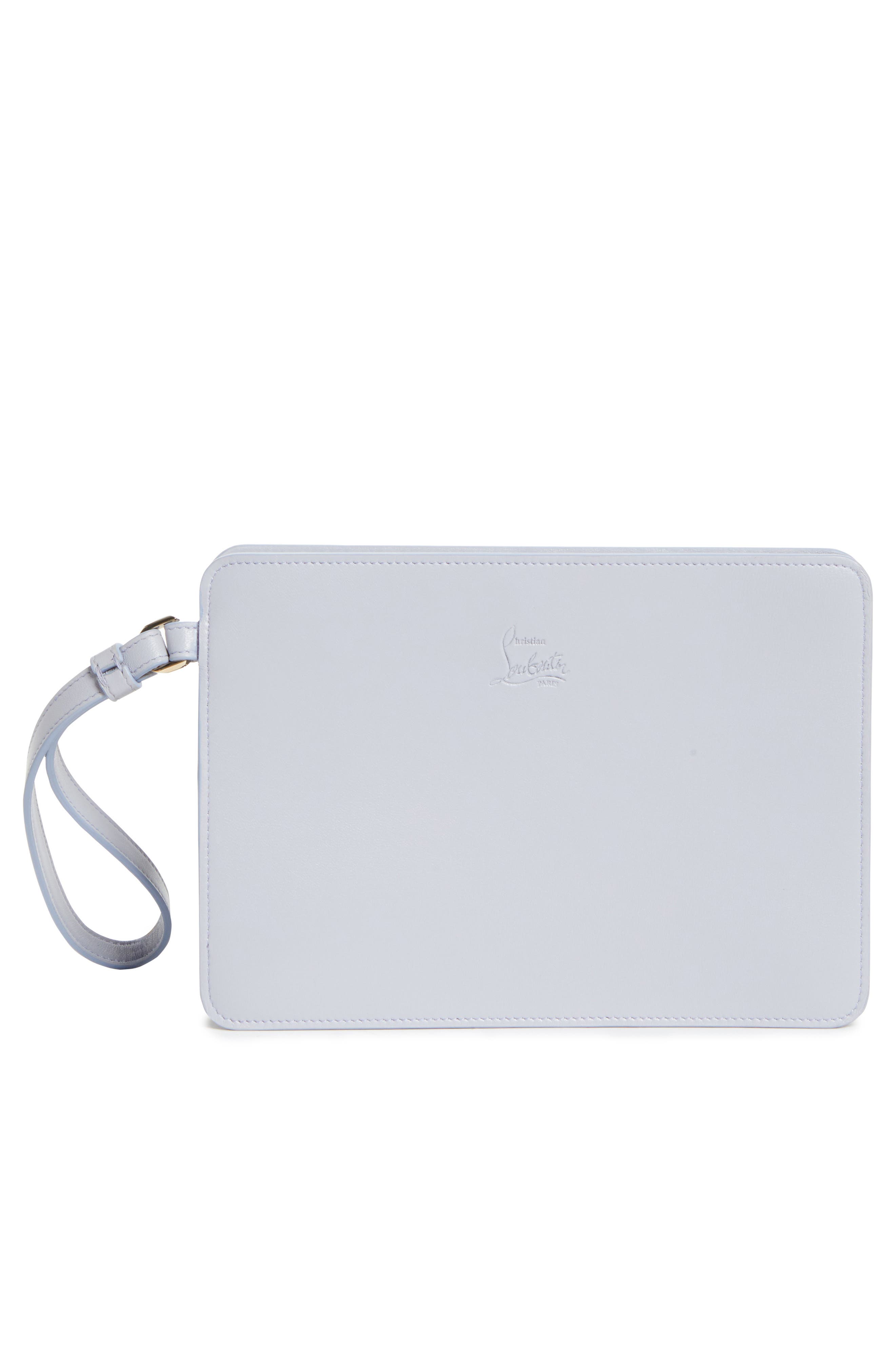 Christian Louboutin Small Bettina Leather Wristlet, Alternate, color, L496 Jumbo Grey/Gold