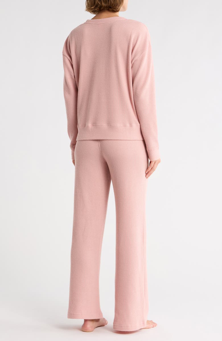 YOGALICIOUS Long Sleeve Top & Pants Waffle Knit Pajamas, Alternate, color, Blush Silk