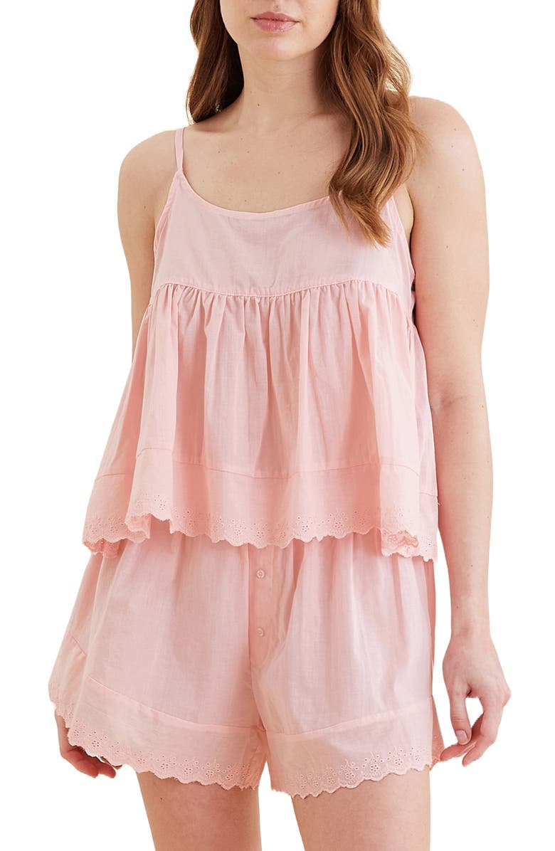 Papinelle Millie Embroidered Eyelet Cotton Voile Short Pajamas, Main, color, 