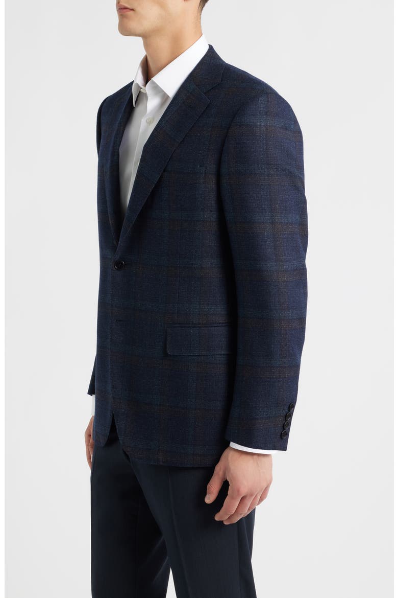 Siena Regular Fit Navy Plaid Textured Wool Sport Coat, Alternate, color, NAVY