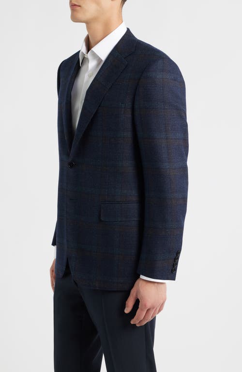 Canali Siena Regular Fit Navy Plaid Textured Wool Sport Coat In Blue