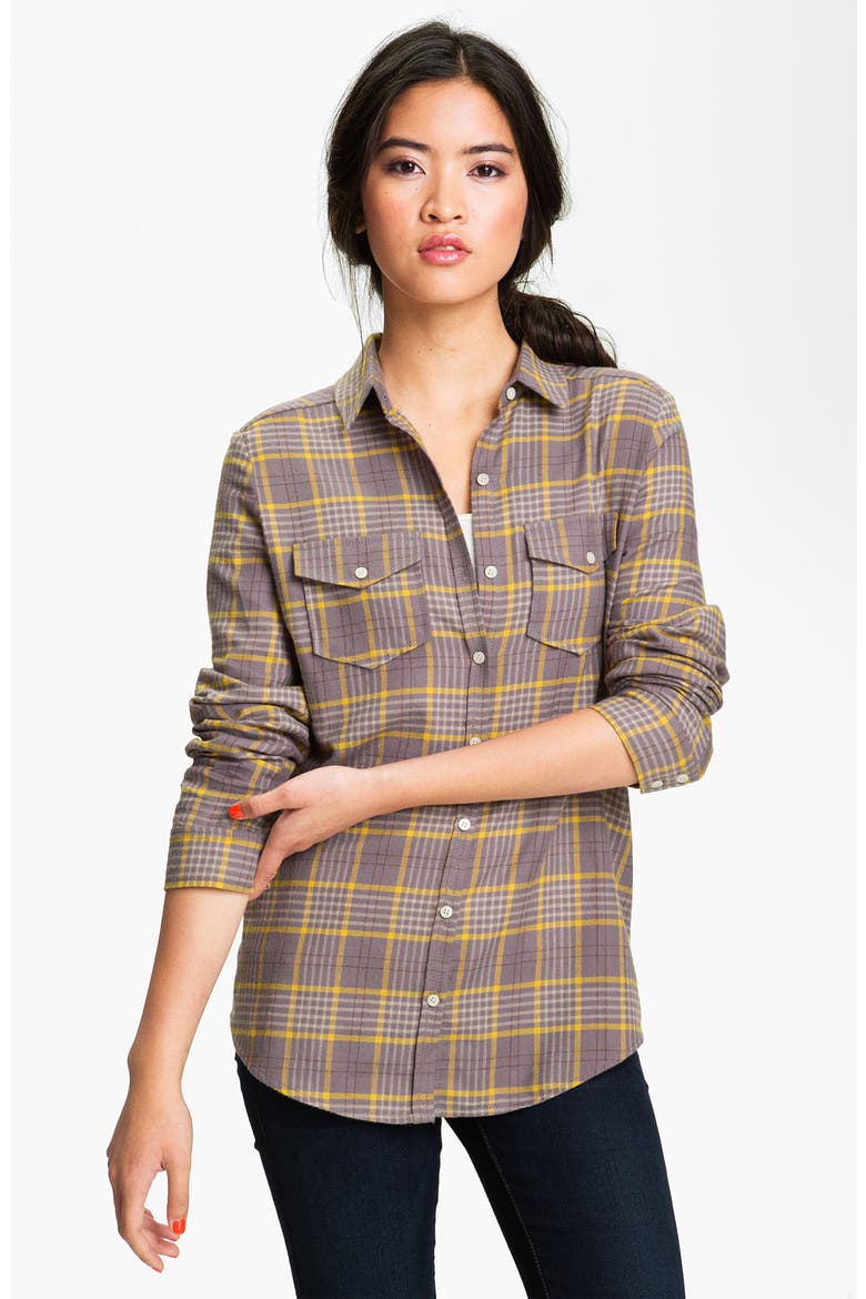 Plaid Cotton Shirt, Main, color, AUTUMN PLAID GREY- TRUFFLE