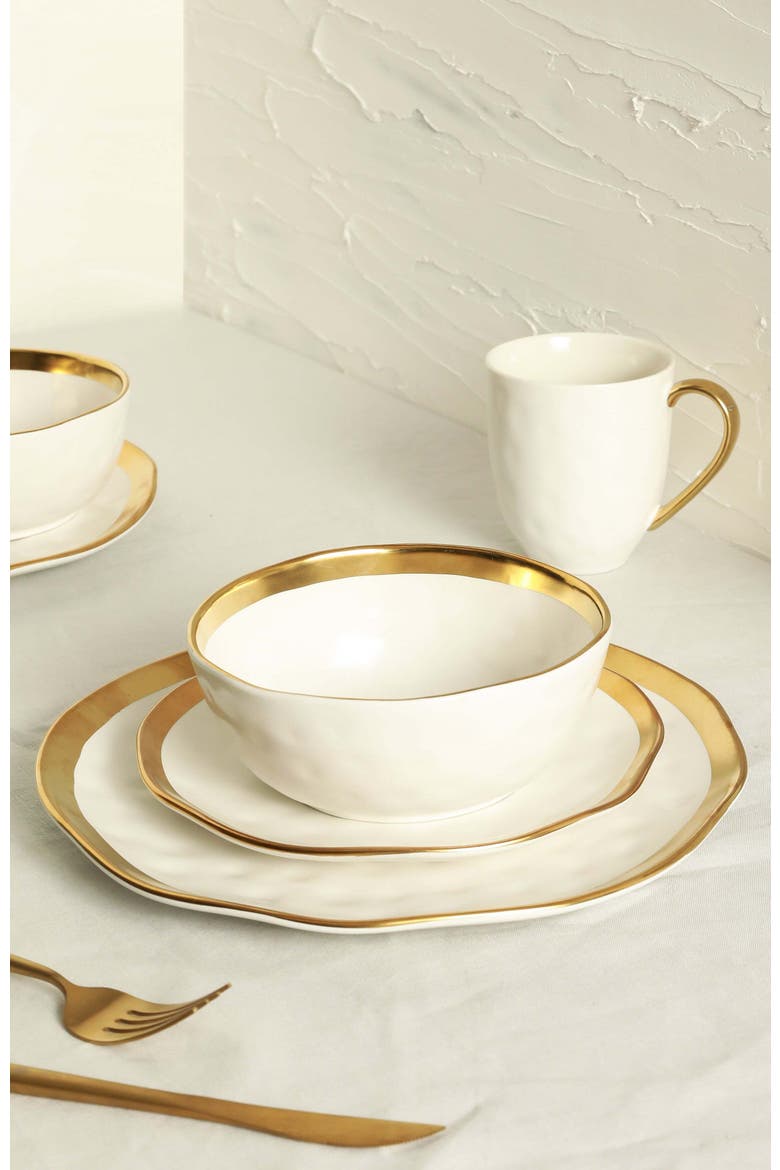 Florian Porcelain 16-Piece Dinnerware Set, Alternate, color, White