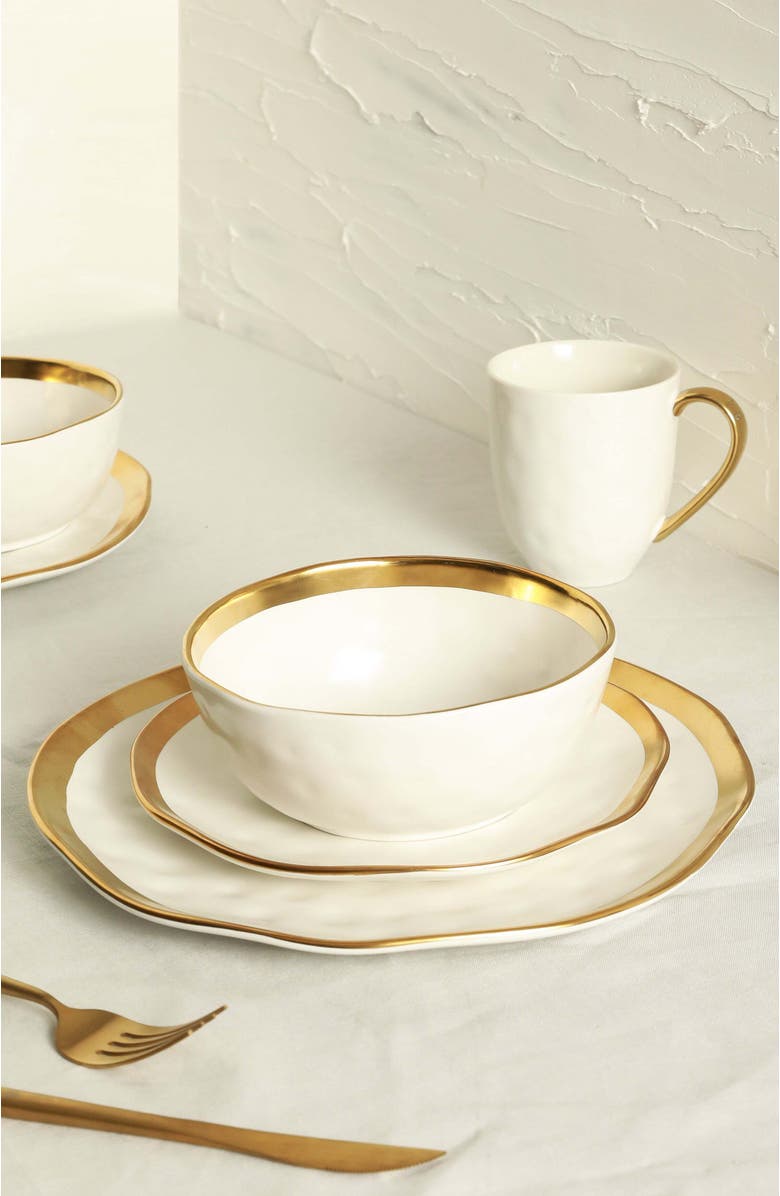 Stone Lain Florian Porcelain 16-Piece Dinnerware Set, Alternate, color, White