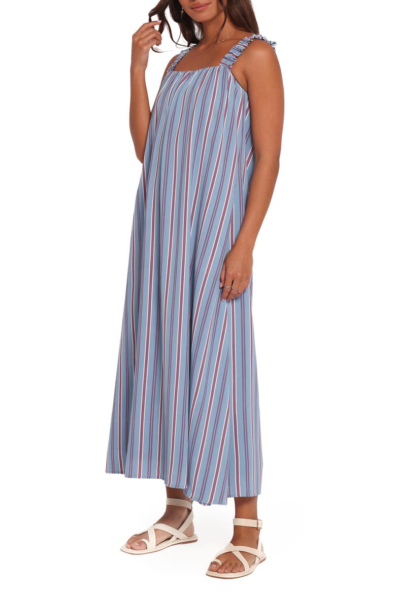 Alessandra Stripe Cotton Maxi Dress, Alternate, color, BLUE STRIPE