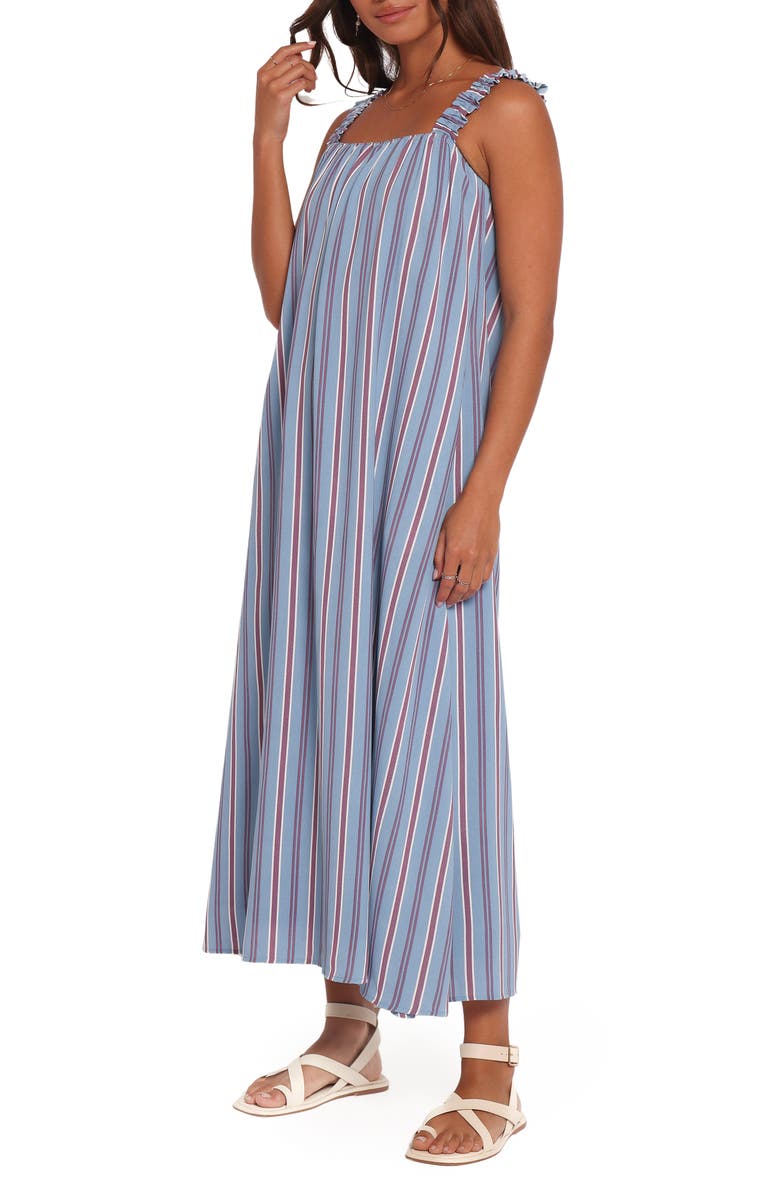 Petal & Pup Alessandra Stripe Cotton Maxi Dress, Alternate, color, Blue Stripe