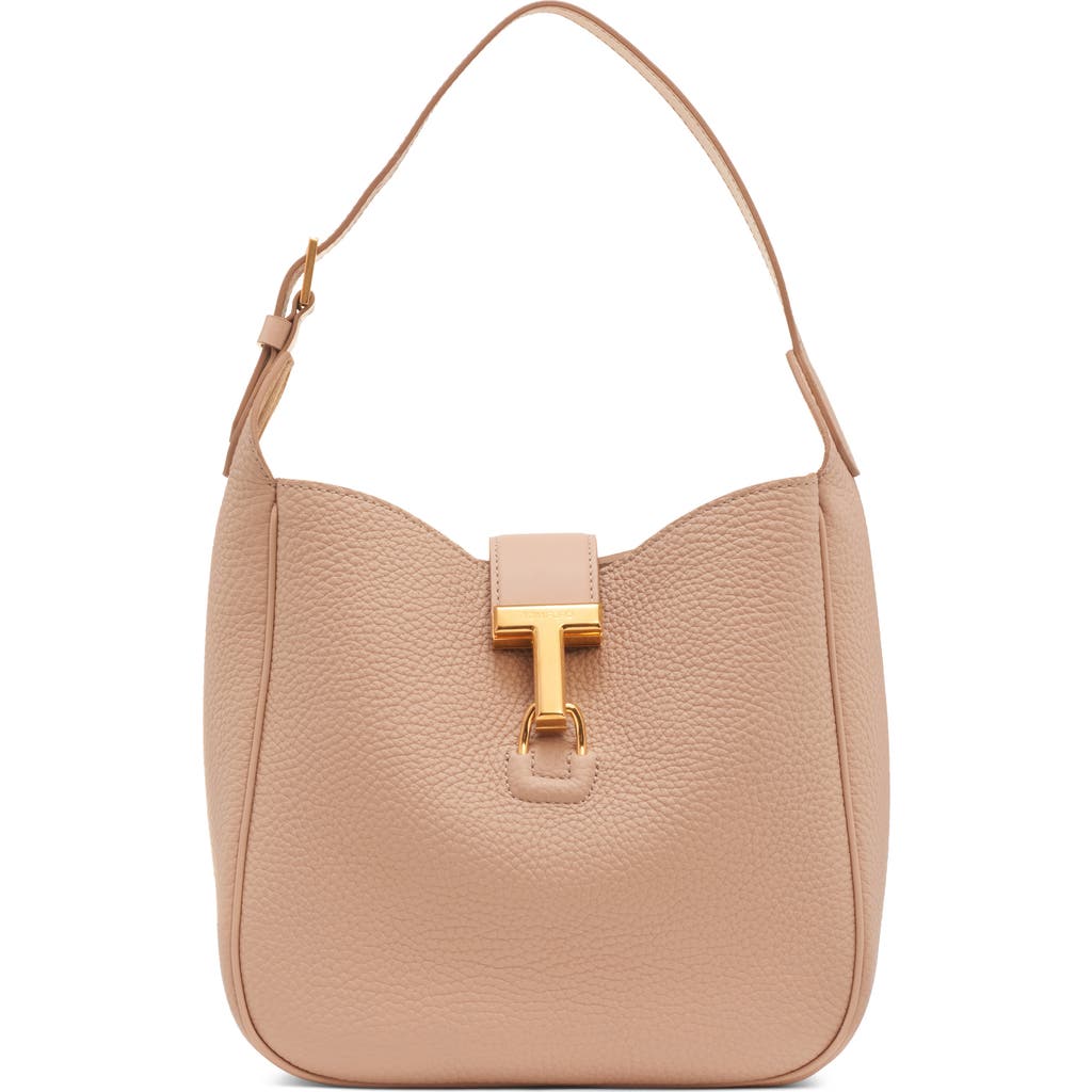 Tom Ford Small Monarch Leather Hobo Bag In Sand