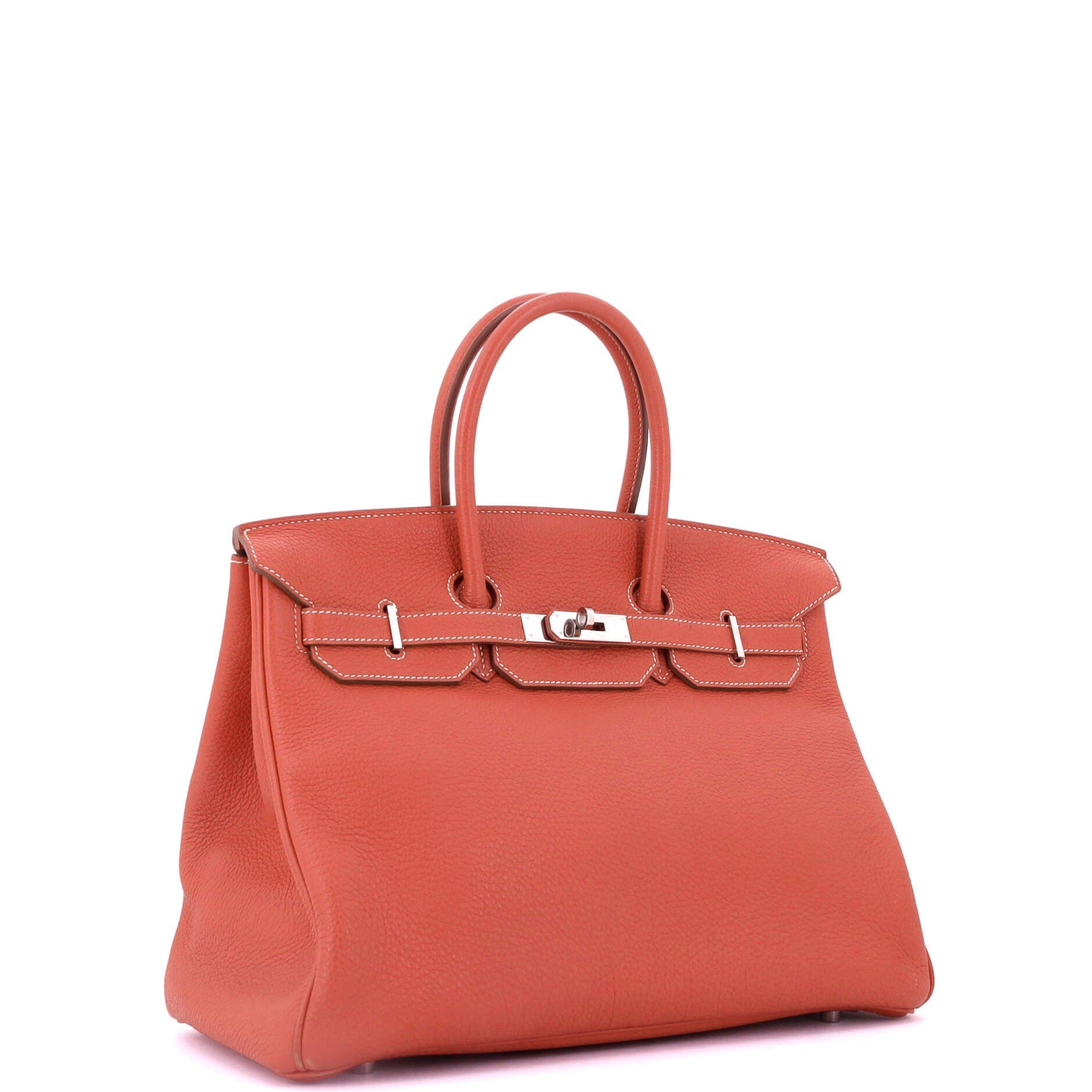 Pre-Owned Hermes Birkin Handbag Orange Clemence with Palladium Hardware 35, Alternate, color, 