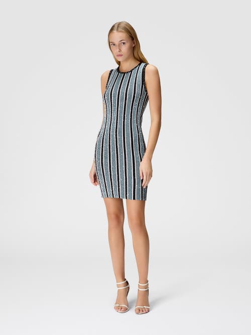Missoni Ribbed Striped Mini-dress With Sequins In Black & Light Blue