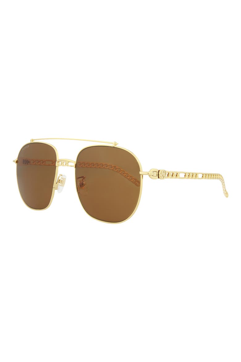 58mm Aviator Sunglasses, Alternate, color, GOLD GOLD BROWN