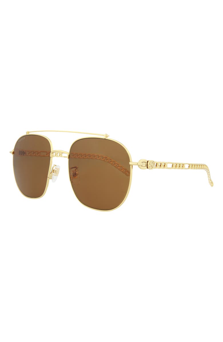 Gucci 58mm Aviator Sunglasses, Alternate, color, 