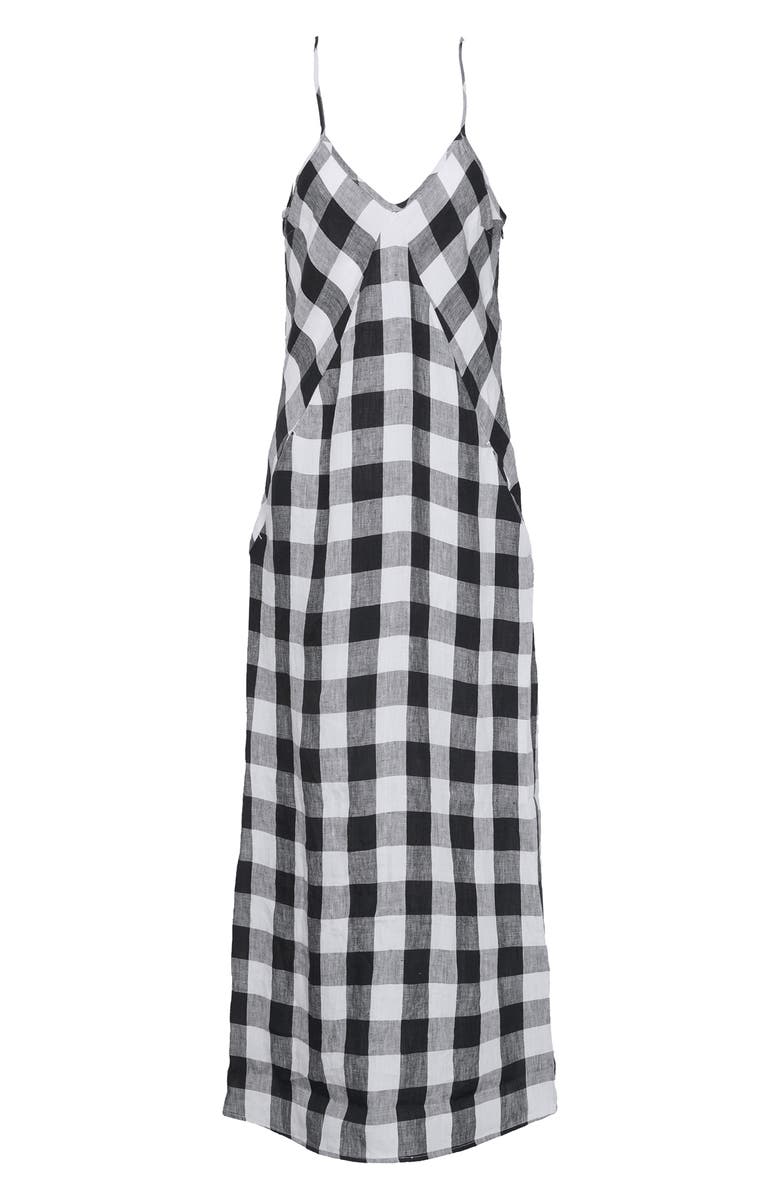 Barbour Maya Plaid Linen Dress, Alternate, color, Ecru/ Black