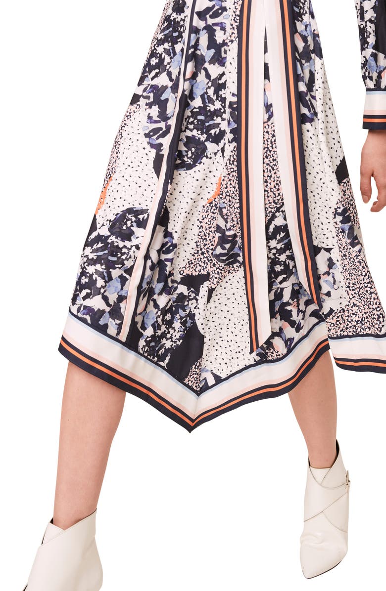 French Connection Delphine Mixed Print Long Sleeve Shirtdress, Alternate, color, 