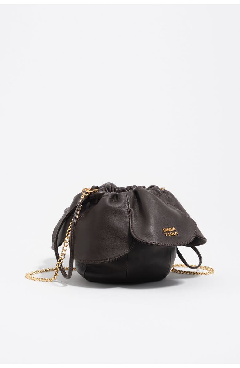 Bimba y Lola Ebony Leather Pétalo Bag, Main, color, Ebony