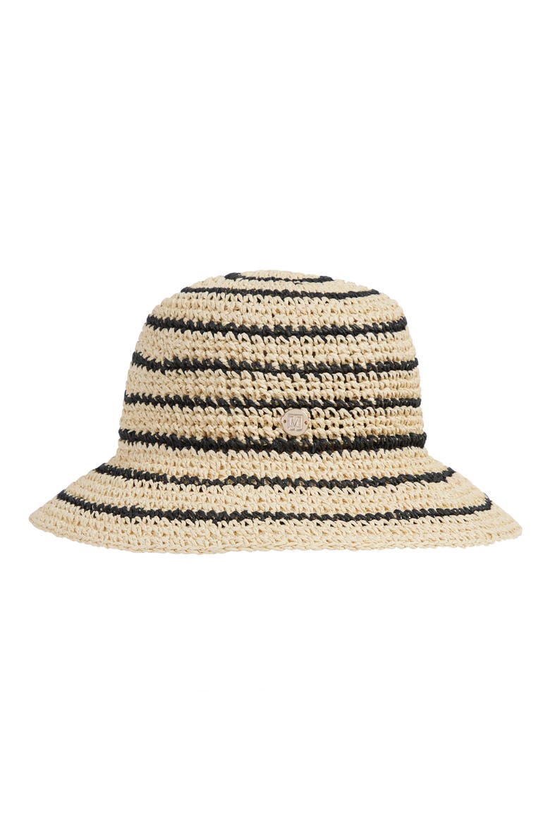 Stripe Crochet Straw Bucket Hat, Alternate, color, NATURAL/BLACK