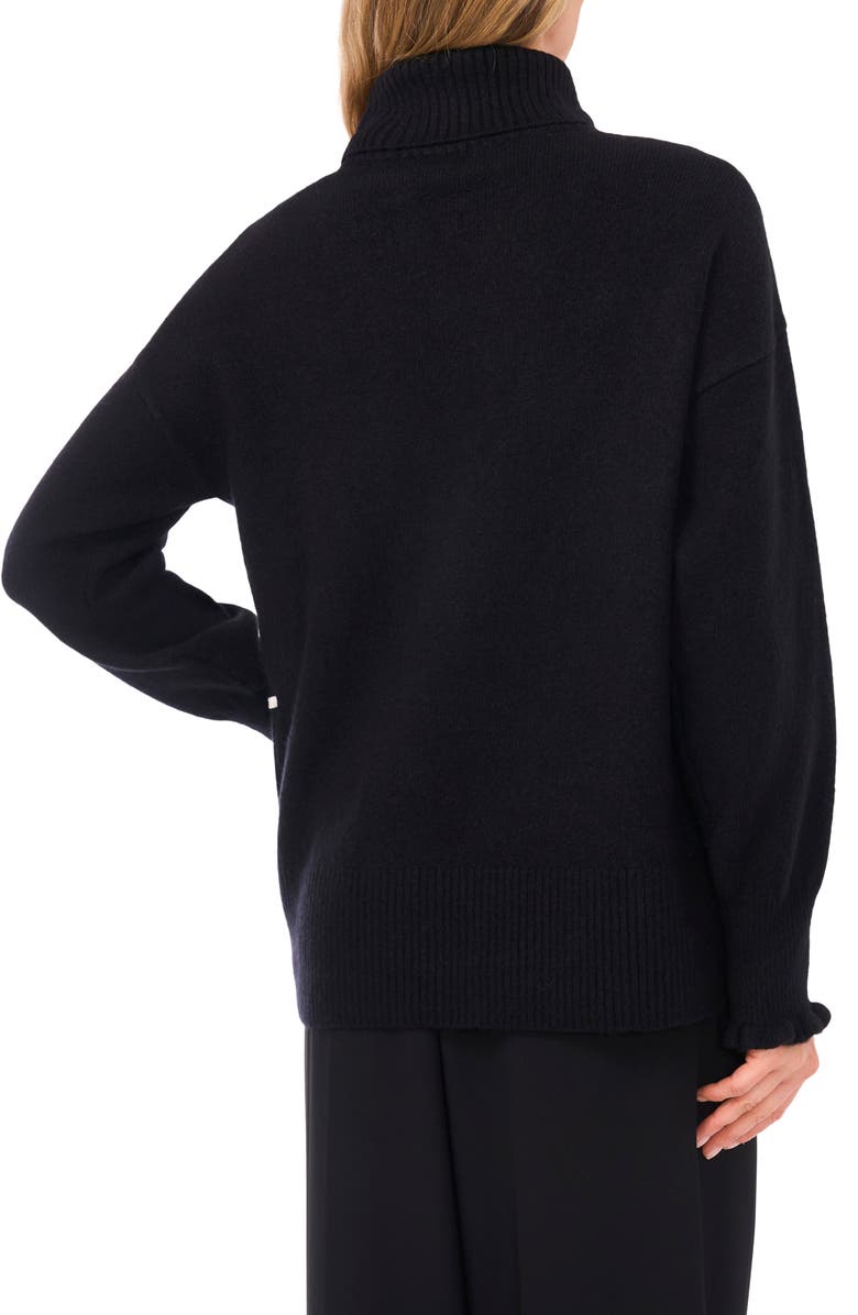 CeCe Bow Detail Turtleneck Sweater, Alternate, color, Rich Black