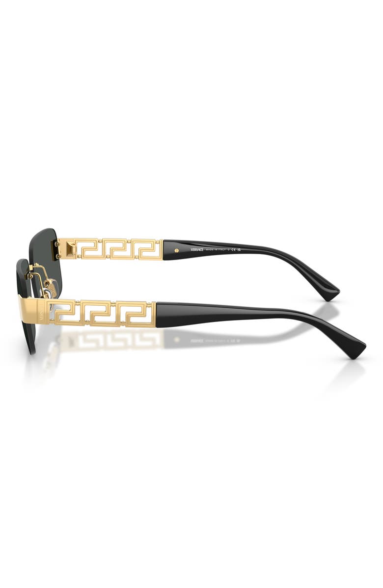 Versace 58mm Rimless Rectangular Sunglasses, Alternate, color, Gold / Dark Grey