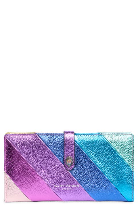 Rainbow Stripe Leather Bifold Wallet