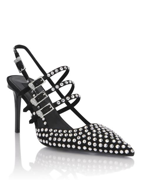 Suede Slingbacks Skull Belts 9 Women