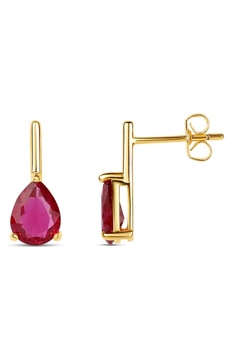 Pear Stone Mini Drop Earrings