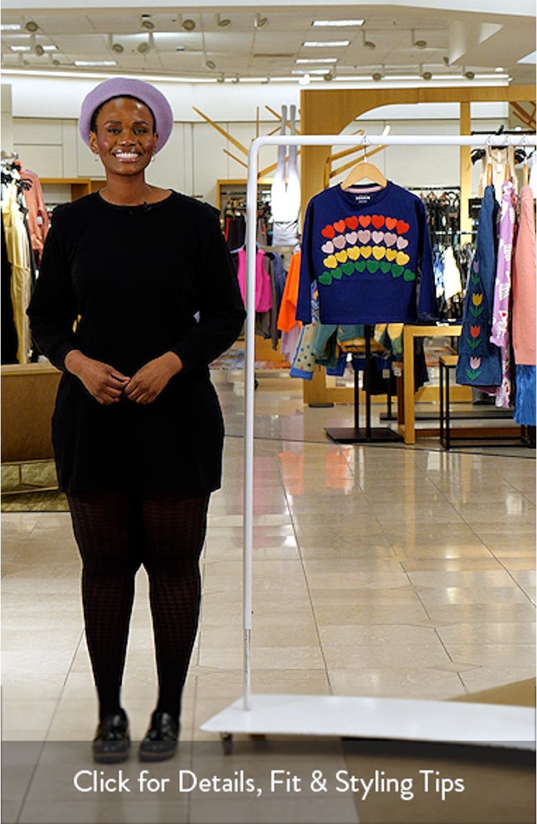 Kids' Heart Appliqué Long Sleeve Cotton Graphic T-Shirt, sales video thumbnail