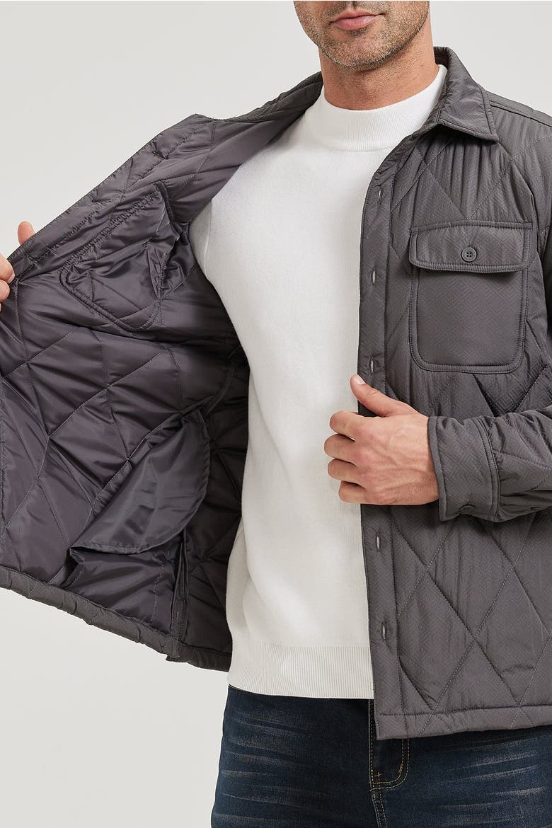 Lightweight Quilted Shirt Jacket, Alternate, color, Charcoal