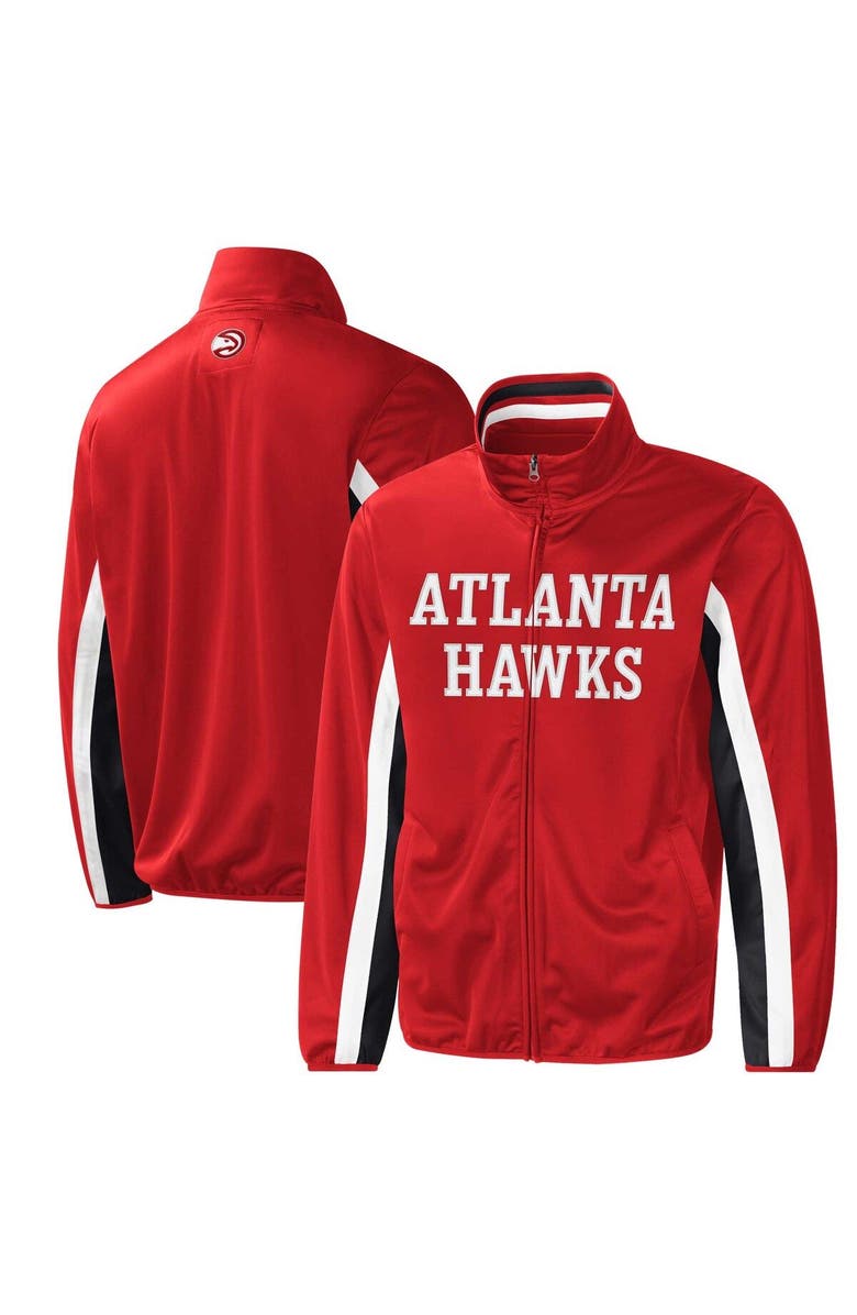 G-III SPORTS BY CARL BANKS Men's G-III Sports by Carl Banks Red Atlanta Hawks Contender Wordmark Full-Zip Track Jacket, Main, color, Red
