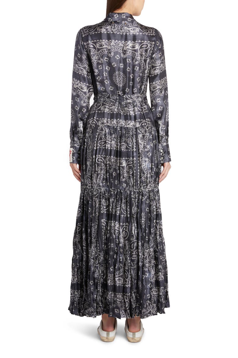 Bandana Print Long Sleeve Twill Maxi Dress, Alternate, color, ANTHRACITE