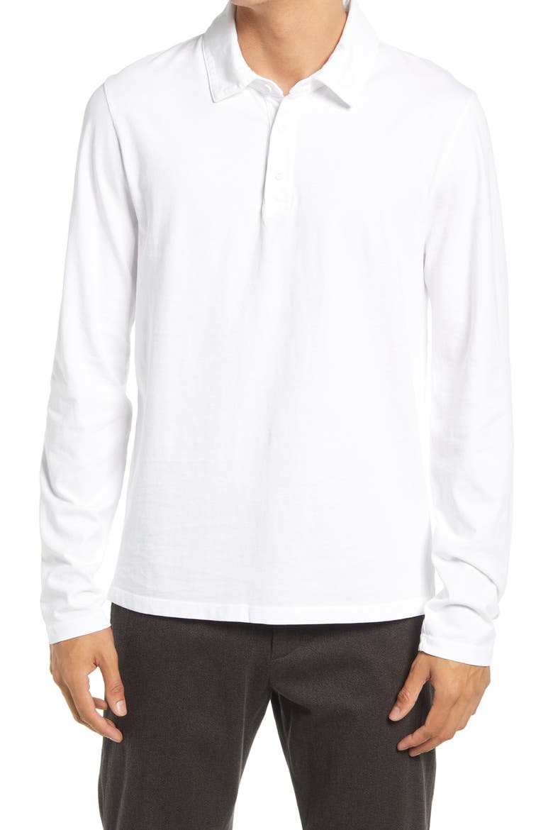 Garment Dyed Long Sleeve Polo, Main, color, WASHED OFF WHITE