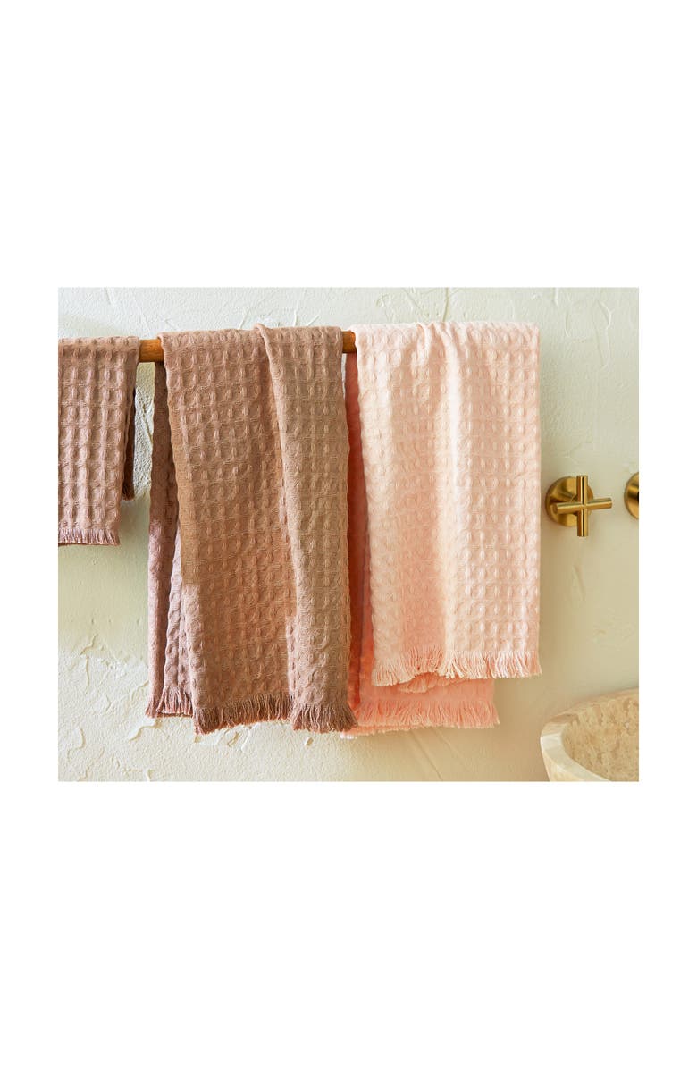 tag Wellbeing Waffle Hand Towel Latte Brown Cotton Kitchen Towel, Alternate, color, Brown