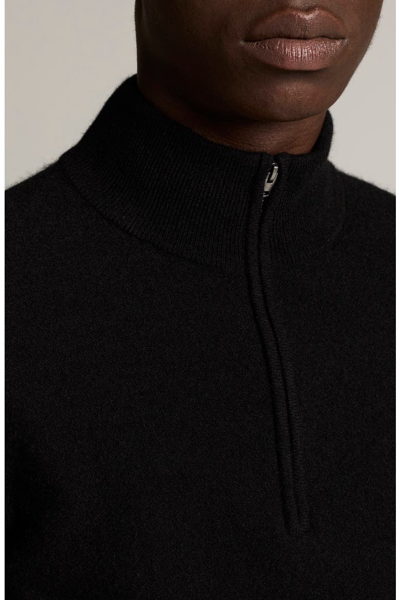 Boiled Cashmere Quarter Zip Sweater, Alternate, color, BLACK