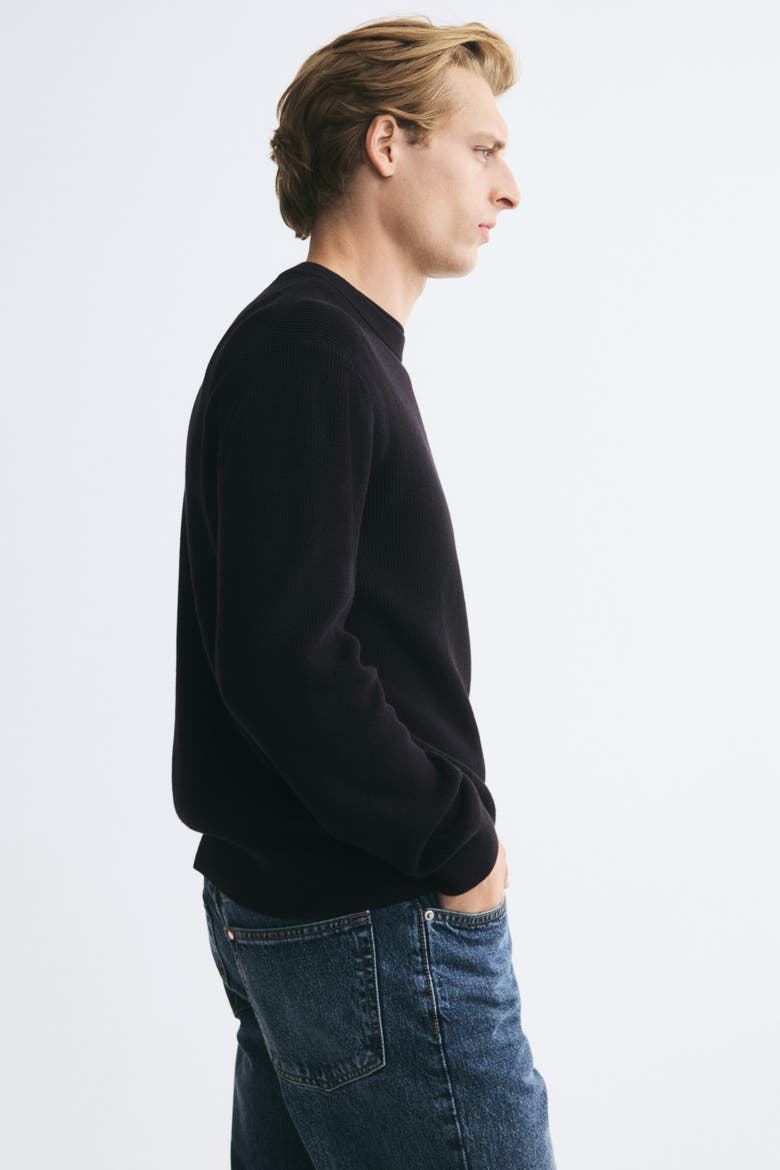 Regular-Fit Rib-Knit Cotton Sweater, Alternate, color, Black