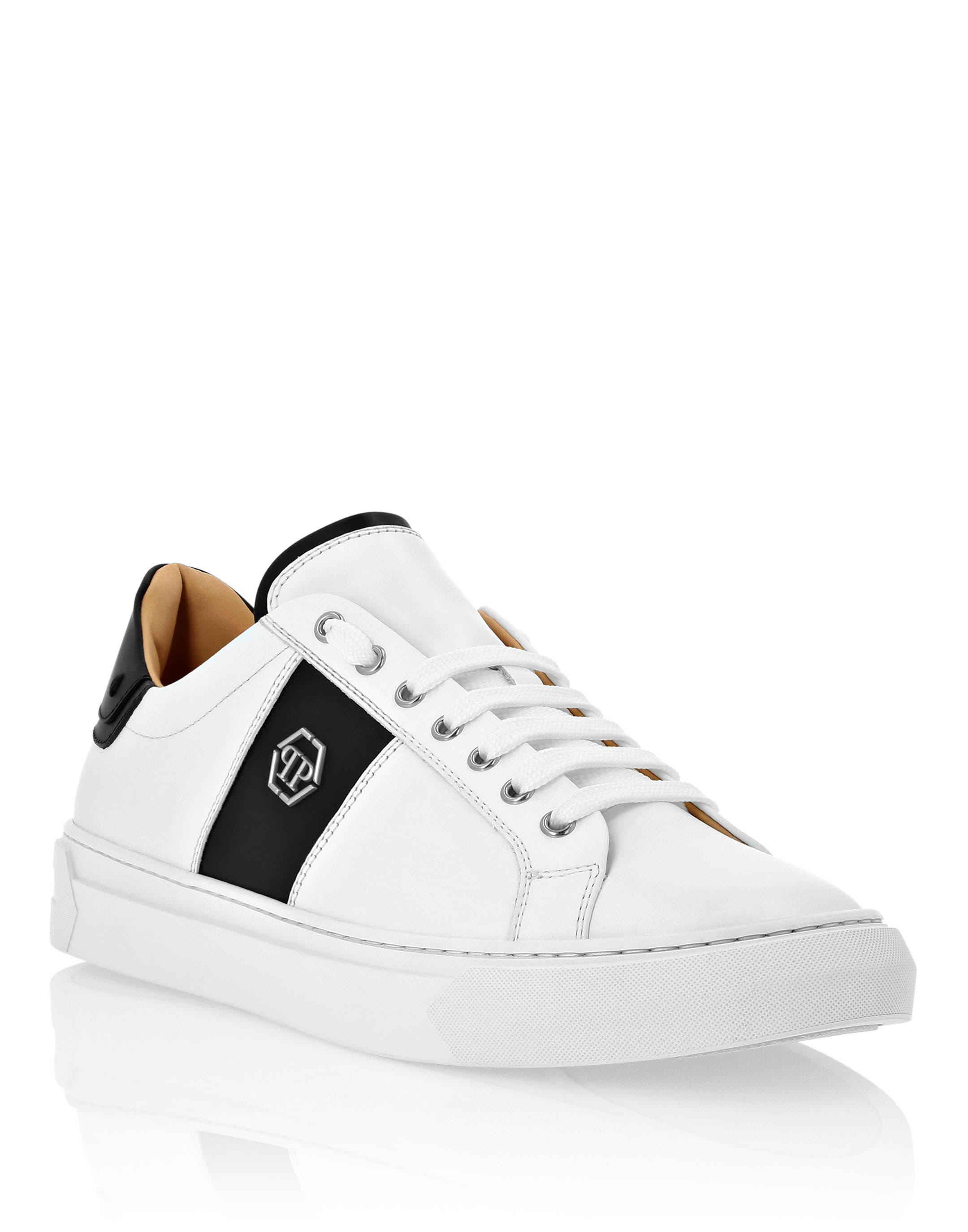Leather Lo-Top Sneakers Hexagon Performace Men, Main, color, white/black