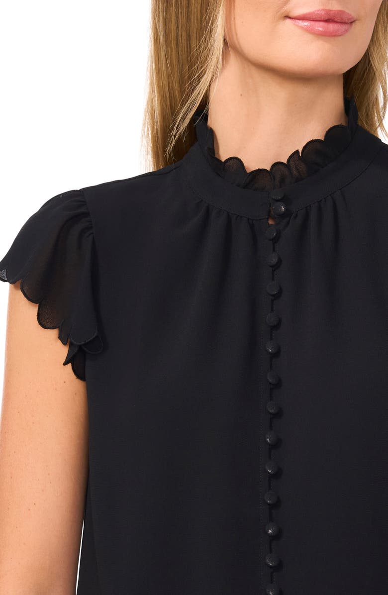CeCe Scallop Trim Button-Up Top, Alternate, color,