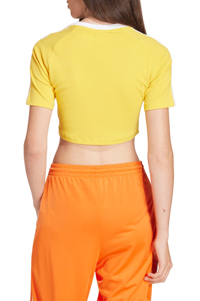 3-Stripes Crop T-Shirt, Alternate, color, BOLD GOLD