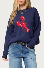 EDIKTED Don't Be Shellfish Oversize Jacquard Sweater