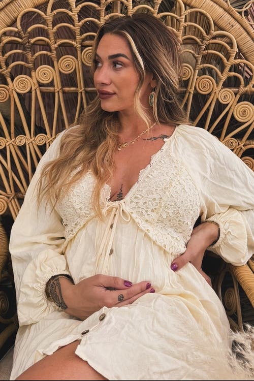 Pinkblush Crochet Lace Button Front Dress In White