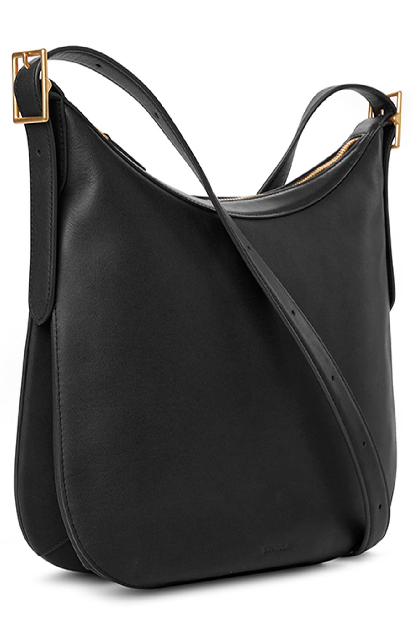 Shinola Medium Bixby Accordion Leather Crossbody Bag, Alternate, color, Black