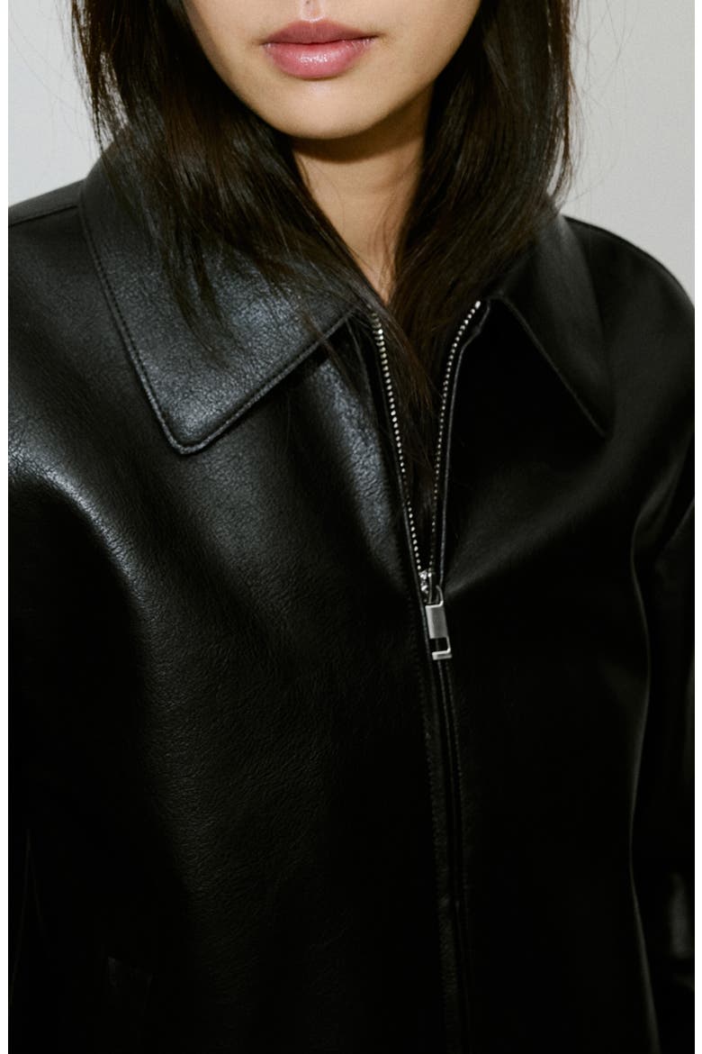 Sabina Faux Leather Jacket, Alternate, color, BLACK