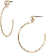 NORDSTROM RACK Bezel Cubic Zirconia Thin Hoop Earrings