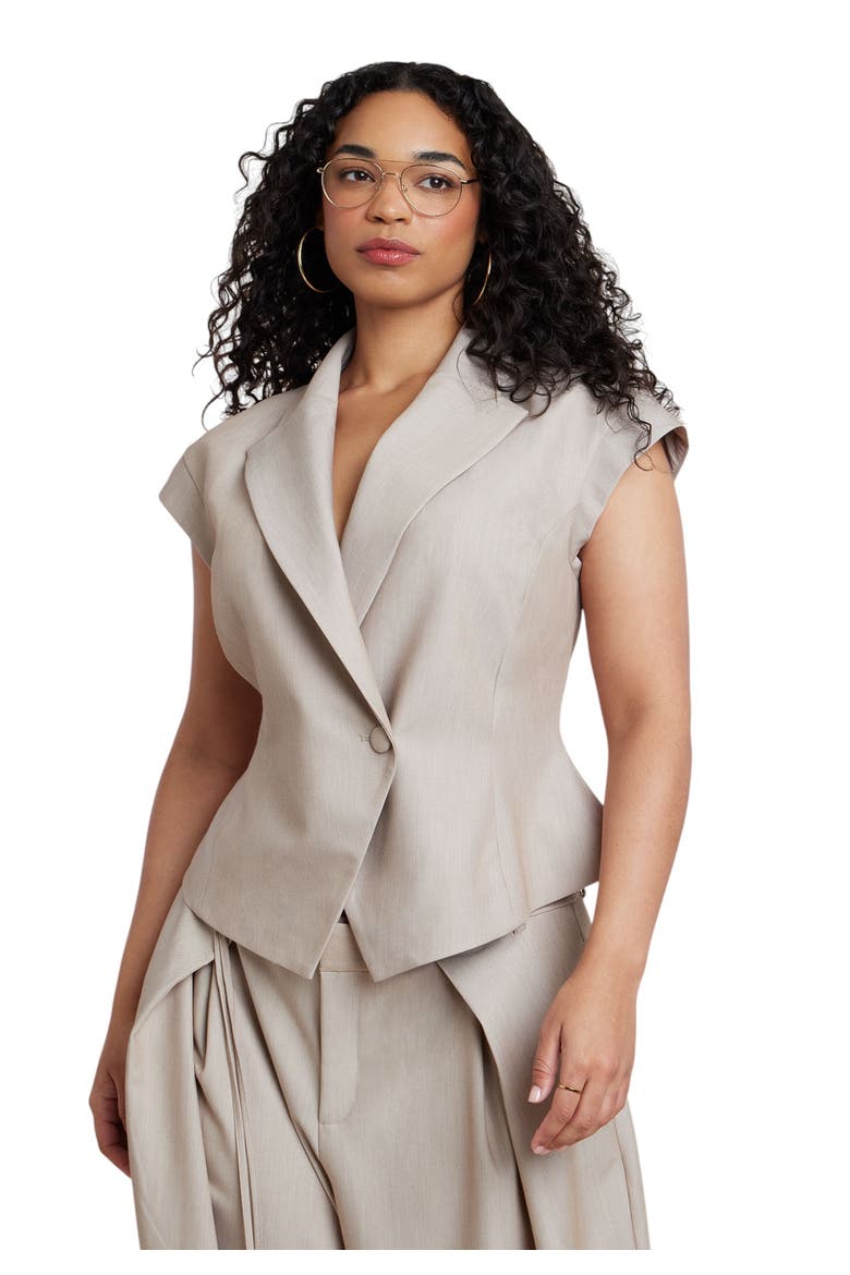 Short Sleeve Hourglass Blazer, Main, color, NEUTRAL