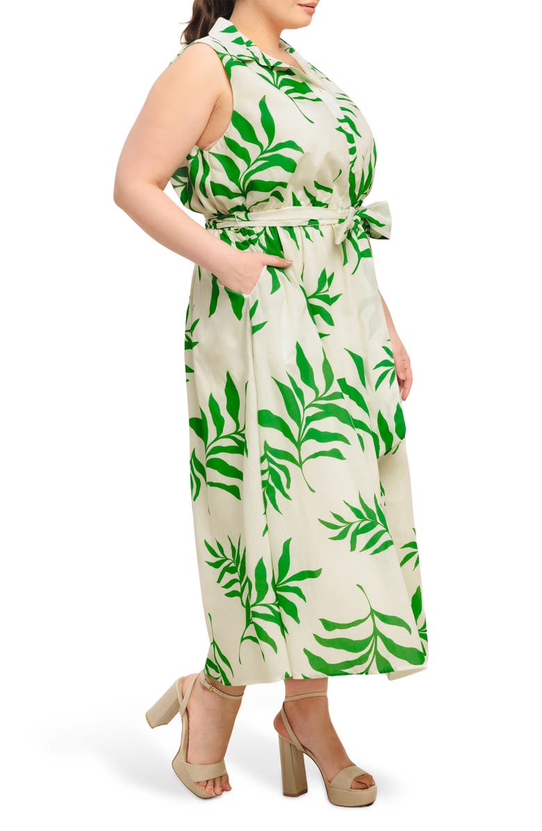 FLYING TOMATO Tie Waist Shirtdress, Alternate, color, Ivory Green