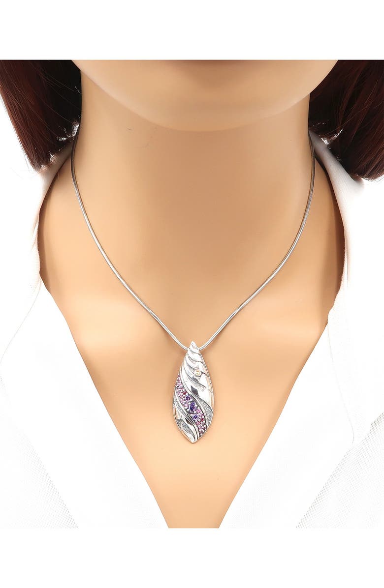 DEVATA Sterling Silver & 18K Gold Purple CZ Marquis Pendant Necklace, Main, color, 