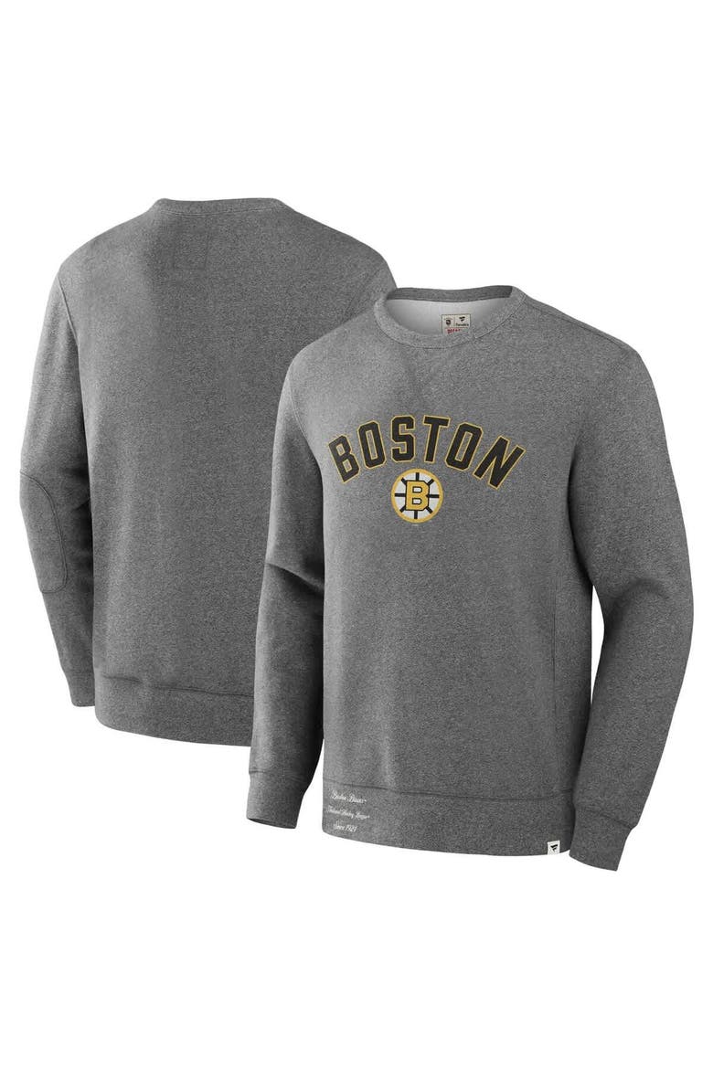 Men's Fanatics Heather Gray Boston Bruins Decades Collection Legendary Fleece Pullover Sweatshirt, Alternate, color, Heather Gray