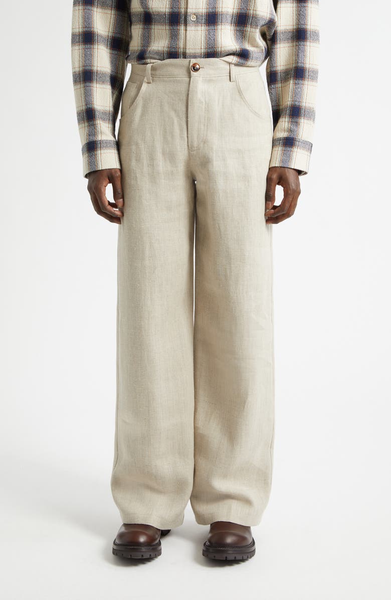 Séfr Arno Linen Trousers, Main, color, Beige Concrete Linen