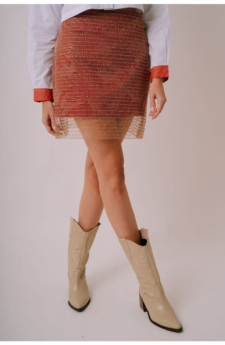San Malo Katie Lace Mini Skirt, Alternate, color, Terracotta