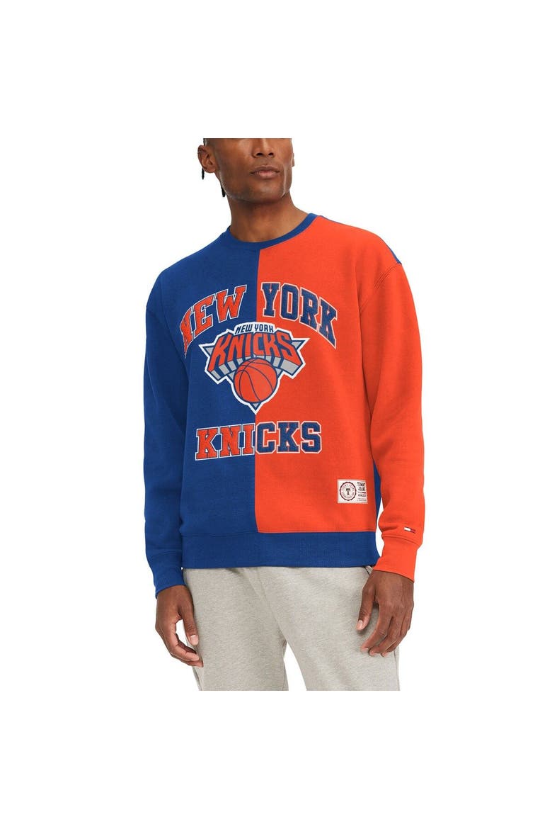Men's Tommy Jeans Royal/Orange New York Knicks Keith Split Pullover Sweatshirt, Main, color, Royal